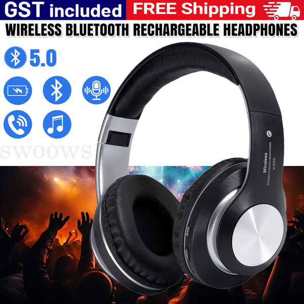 Wireless Headphones Bluetooth Earphones Headset Rechargeable with Mic AU Stock