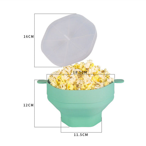Popcorn Popper Maker Microwave Silicone Collapsible Bowl Container w/Lid Kitchen