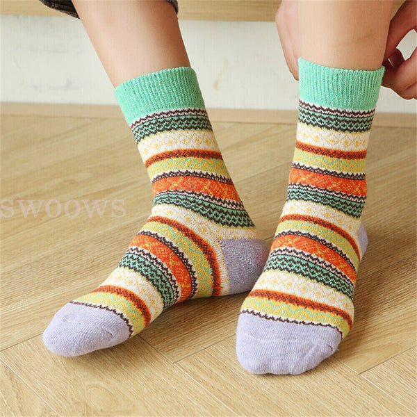 1-10 Pairs Thermal Socks Winter Nordic Wool Blends Cashmere Thick Warm Knitted