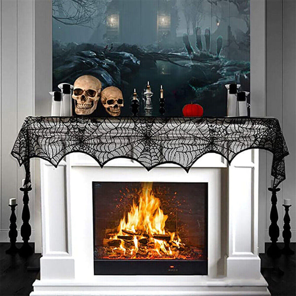 Halloween Table Cloth Fireplace Party Window Spider Web Cobweb Decoration