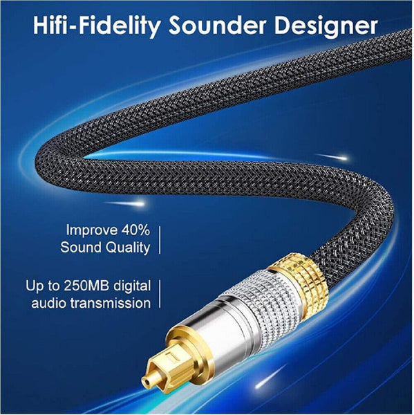 Ultra Premium Toslink Optical Fibre Cable Gold Plated Digital Audio Lead Cord