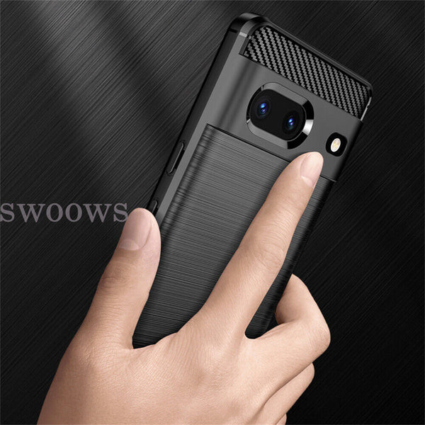 Shockproof Carbon Fiber Heavy Duty Cover For Google Pixel 8 7 Pro Case + Film