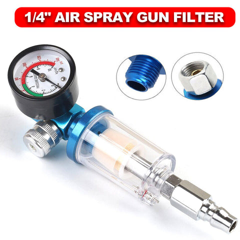 1/4" Spray Gun Air Regulator Gauge Air Pressure Regulator Filter For Paint Gun