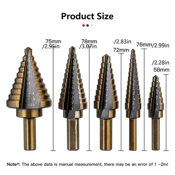 Titanium Plating 5/6Pcs Step Drill Bit Set High-Speed Reaming Pagoda Sawtooth AU