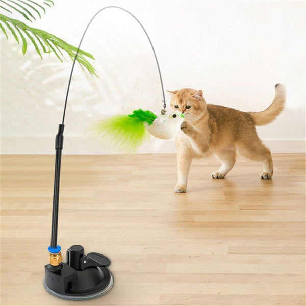 Cat Play Toy Simulation Birds Teaser Wand Interactive Stick with Suction Cup