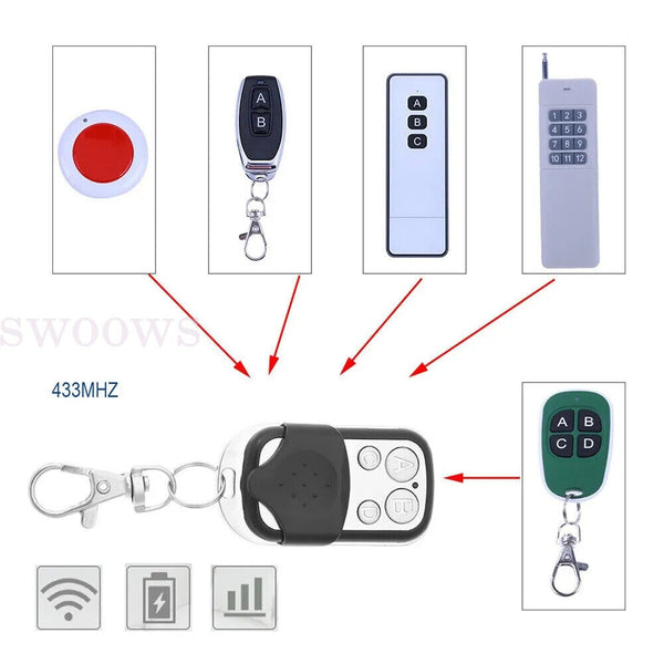 1/6 Universal Replacement Garage Door Car Gate Cloning Remote Control Key Fob433