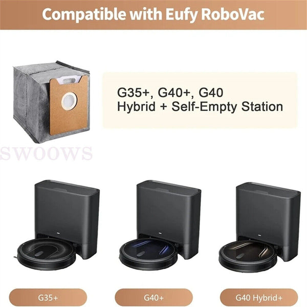 Up 10 Dust Bags For Eufy G35+ G40+ G40 Hybrid+ Vacuum Cleaner Parts Replacement.