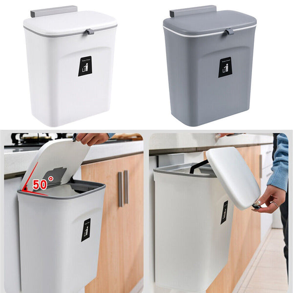 Waste Rubbish Bin 9L Kitchen Sink Benchtop Side Cabinet Door Hanging Slide Lid