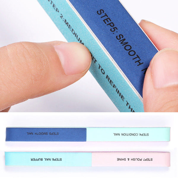 15/30x 7 Way Nail Sanding Block Straight Buffer File Art Sand Surface Manicure