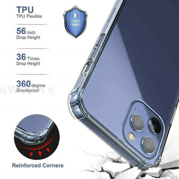 Clear Shockproof Bumper Back Case Cover For iPhone 14 Pro 13 Pro Max