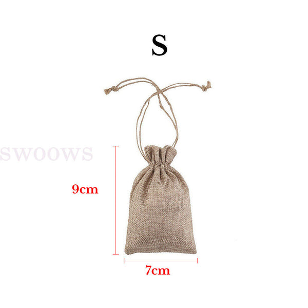 Up 100PCS Drawstring Storage Bags Bulk Linen Calico Bags snack Tote Gift Bags AU