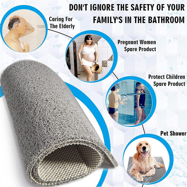 Anti Slip Loofah Shower Rug Bathroom Bath Mat Carpet Water Drains Non Slip AU