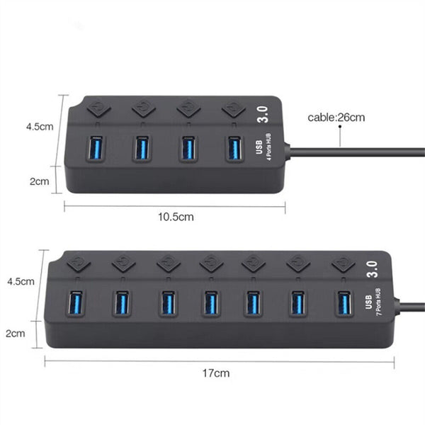 Multi USB 3.0 2.0 Hub 4 Port High Speed Slim Compact Expansion Smart Splitter Au