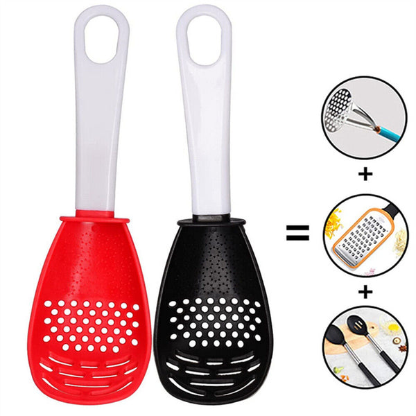 2pcs Multi-function Kitchen Utensil Spatula Spoon Cooking Tool Potato Masher AU