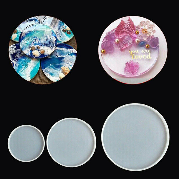 Resin Casting Mold Silicone Jewelry Agate Making Mould Tool Craft Round Coaster