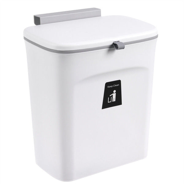 Waste Rubbish Bin 9L Kitchen Sink Benchtop Side Cabinet Door Hanging Slide Lid