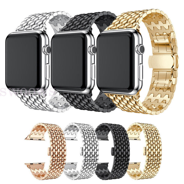 Strap Band For Apple Watch Band Series 9 8 7 6 5 3 SE 2 Stainless Steel Metal