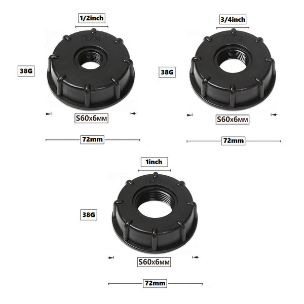 S60X6 Coarse Threaded Cap to 1/2" Adaptor Connector for IBC Tank fittings