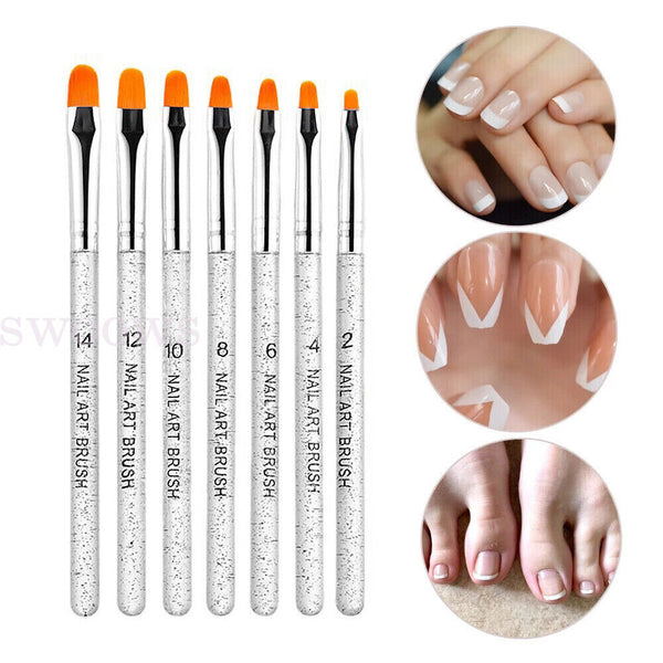 7/14xAcrylic Nail Art Brush Pen UVGel Painting Drawing Liner Polish Brushes Tool