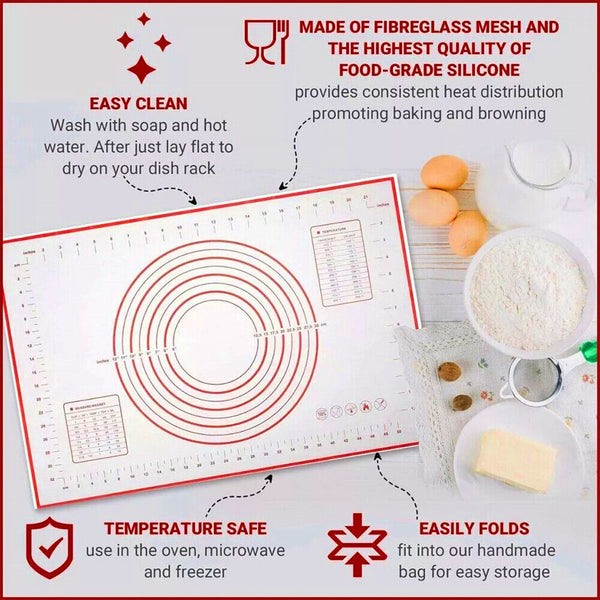 Silicone Baking Mat Non-Stick Rolling Cake Dough Scale Pastry Clay Fondant Sheet