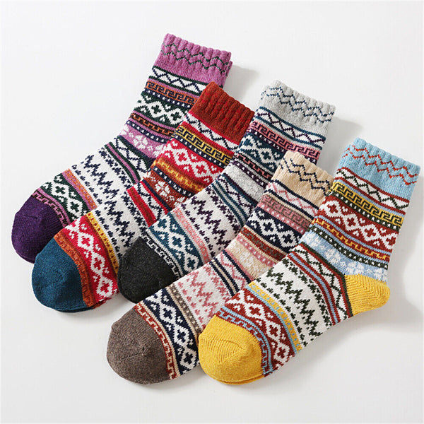 1-10 Pairs Thermal Socks Winter Nordic Wool Blends Cashmere Thick Warm Knitted