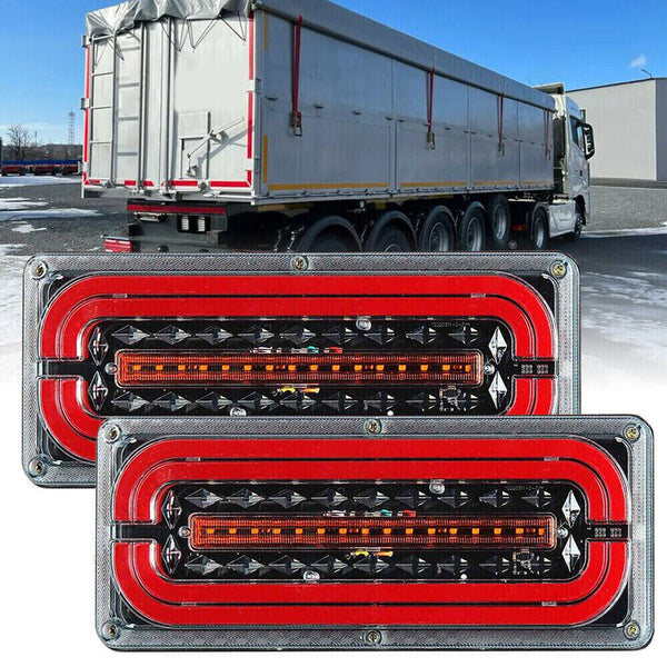 2PCS 12V-24V Sequential Indicator LED Tail Lights Trailer Caravan Truck Stop