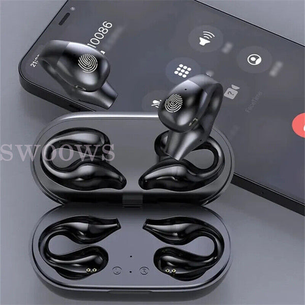 Bone Conduction Earbuds Bluetooth Wireless Clip On-Ear Earring Headphones Sports