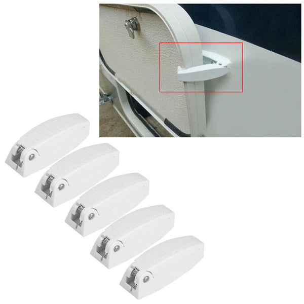 5Pcs RV White Baggage Door Catch Holder Clips Latch for Camper Trailer Motorhome