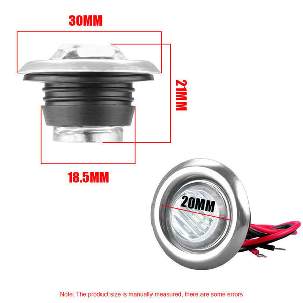 Round LED Clearance Lights Side Marker Truck Trailer Lorry Caravan Lamp 12V 24V