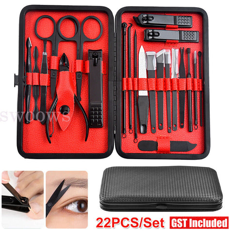 22xNail Manicure Kit Set Pedicure Kit Stainless Steel Nail Grooming Manicure Set