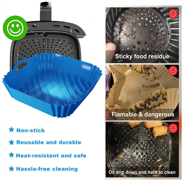 New Air Fryer Silicone Pot Air Fryer Basket Liner Non-Stick Reusable Baking Tray