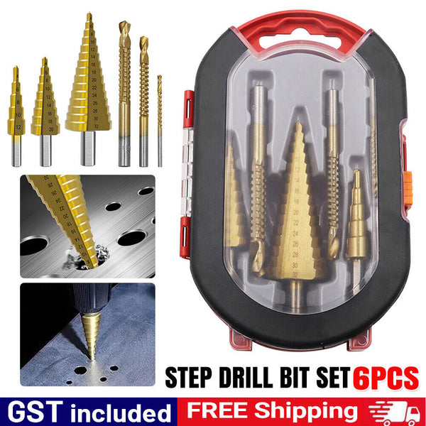 Titanium Plating 6Pcs Step Drill Bit Set High-Speed Reaming Pagoda Sawtooth Set