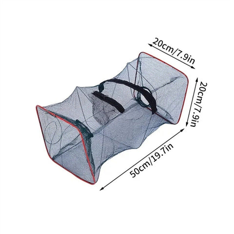 Foldable Fishing Shrimp Fish Crab Yabbie Bait Net Trap Cast Dip Cage 2 Hole AU