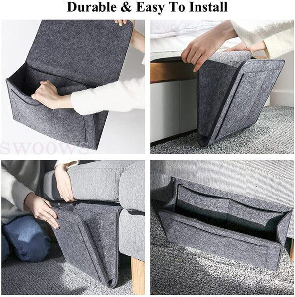 Pocket Bedside Caddy Felt Bed Storage Organizer Hanging Bag Holder Book For Home