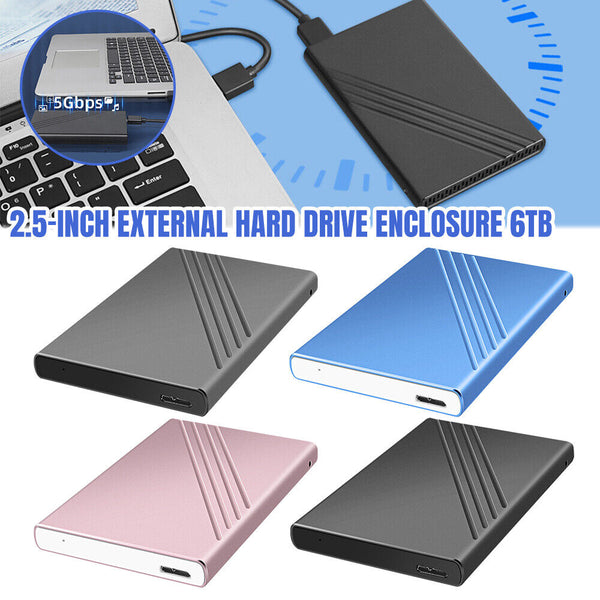 1/2x 2.5inch External Hard Drive 6TB Mobile Hard Drive Enclosure USB3.0 Portable