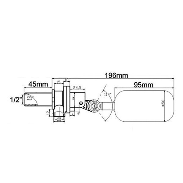 1/2 FLOAT VALVE PLASTIC - WATER TROUGH AUTOMATIC HORSE DOG CATTLE BOWL