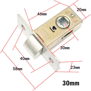 30-45mm Flat Fork Mortice Door Tubular Latch Internal Bolt Facility Sprung Catch