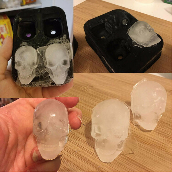 Whiskey Silicone Ice Cube 3D Skull Brick Maker Mold Mould Halloween Party Tray