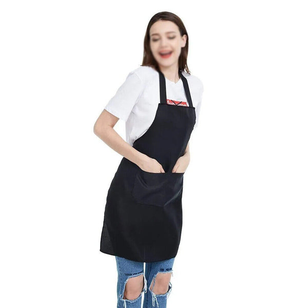 10x Plain Apron Bib Washable Pocket Butcher Waiter Chef Kitchen Cooking Craft