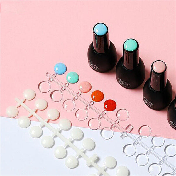 120pcs Nail Art Polish Palette Dot Flat Nail Color Card Display Tool Transparent