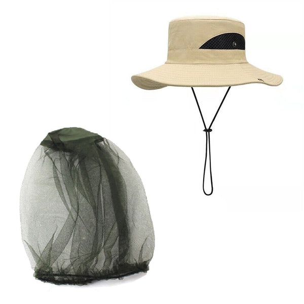 Outdoor UV Protection Sun Hat Wide Brim Cap Quick Drying Net Hat Fishing Hiking