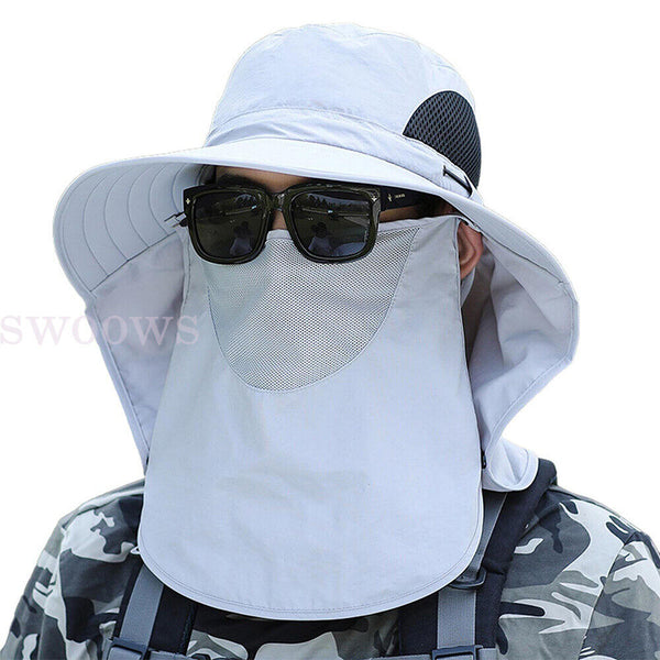 Outdoor Sun UV Protection Fishing Cap Neck Face Flap Wide Brim Hat Cover Summer