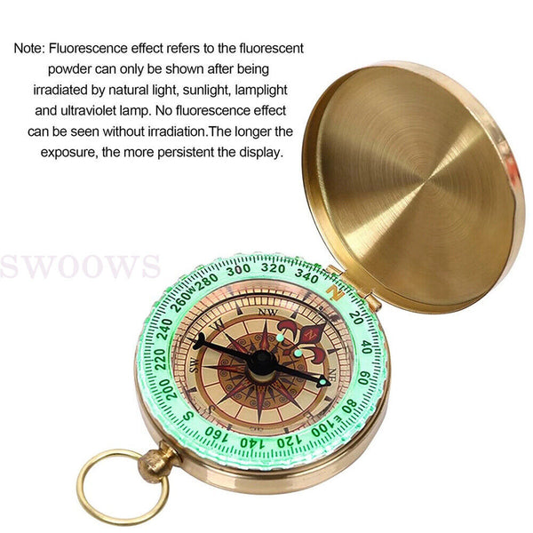 Portable Classic Brass Survival Pocket Camping Compass Outdoor Hiking Watch Map