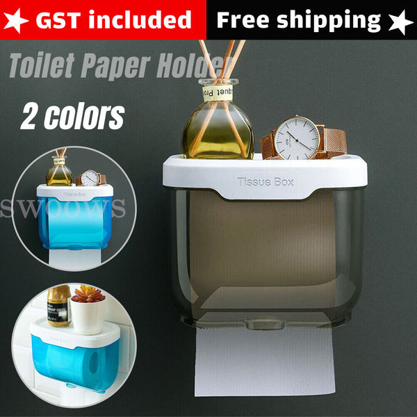 Toilet Paper Holder Waterproof Wall Mount Roll Paper Dispenser Tissue Box Shelf