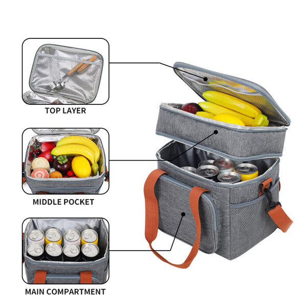 Outdoor Portable Lunch Bag Thermal Insulated Food Container Cooler Bag Crossbody