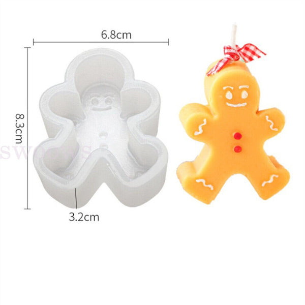 Silicone Mould 3D Art Wax Mold Christmas Candle Mold Snowman Tree Making Mold