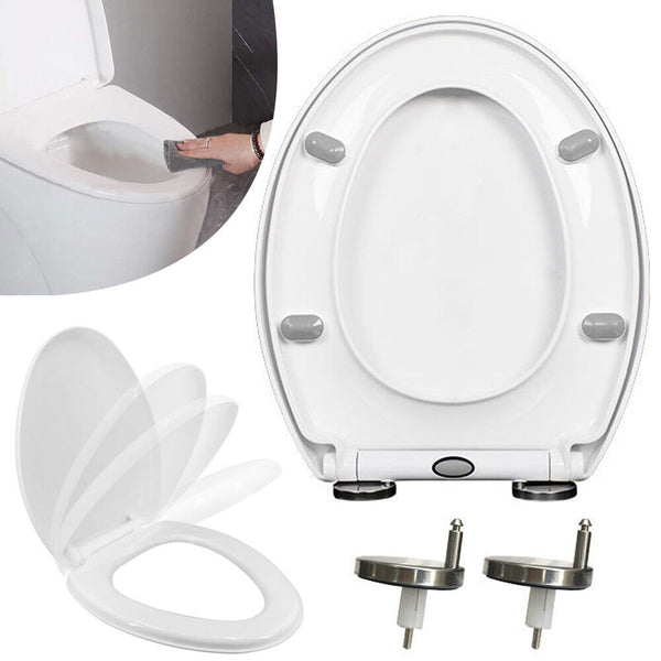 Thick Toilet Seat Soft Close Luxury White Heavy Duty Quick Release O Shape NEW