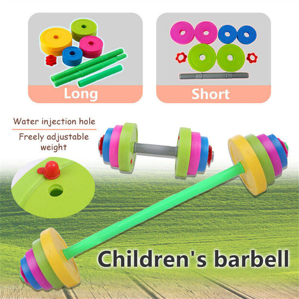 AU Kids Adjustable Barbell Toy Set Durable Exercise Dumbells Toys-LongShort