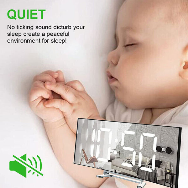 Bedside Digital Clock LED Display Desk Table Time Temperature Alarm Modern Decor