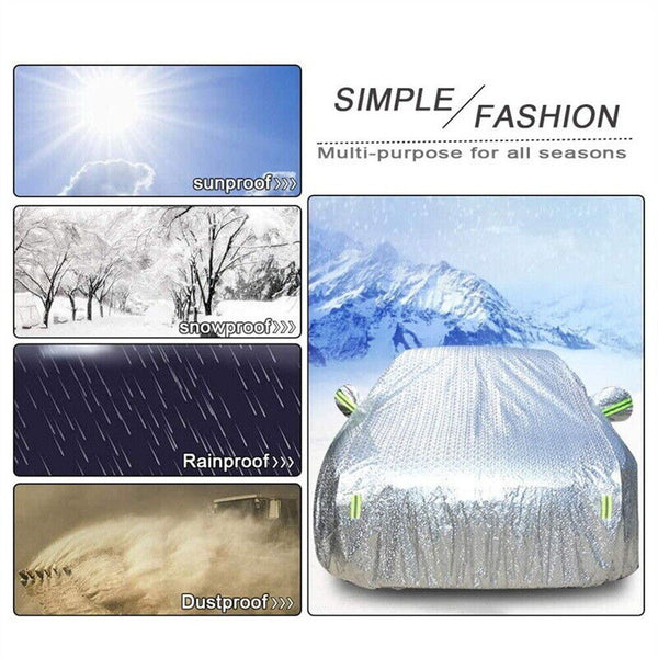 Waterproof Aluminum Car Cover 6 Layer Large Rain UV Dust Hail Resitant Full Size